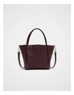 Woven Mini Crossbody Bag in Plum Red