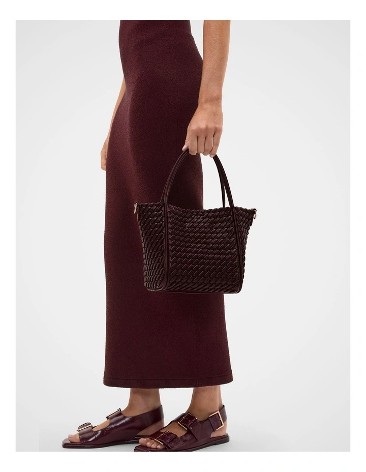 Woven Mini Crossbody Bag in Plum Red image 2