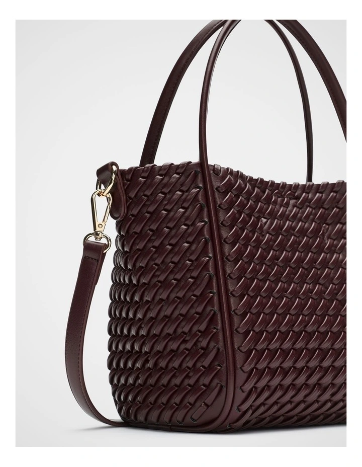 Woven Mini Crossbody Bag in Plum Red image 3