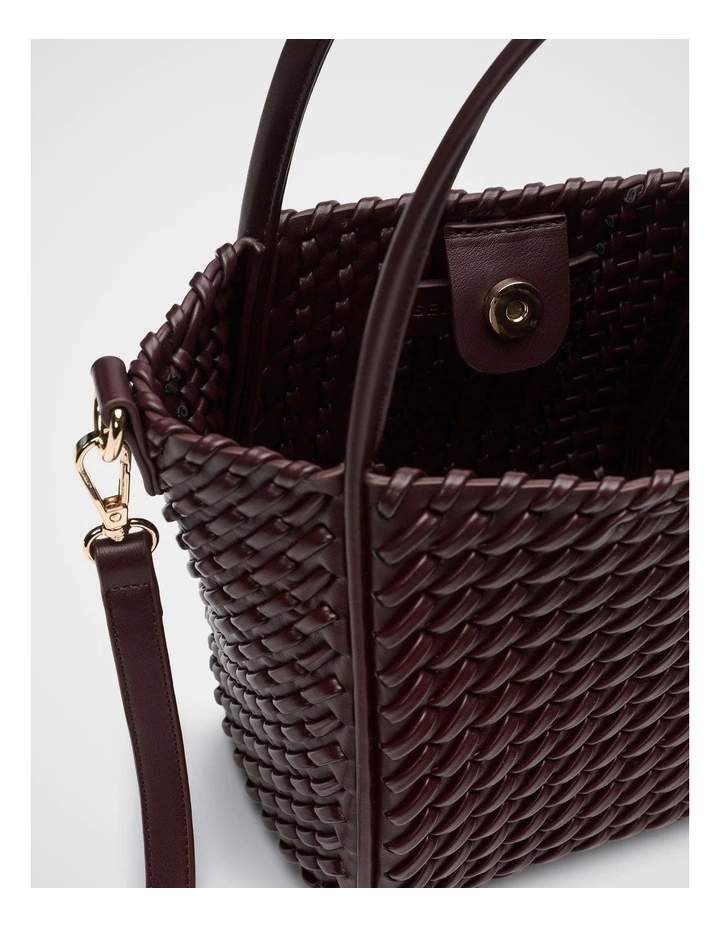 Woven Mini Crossbody Bag in Plum Red image 4