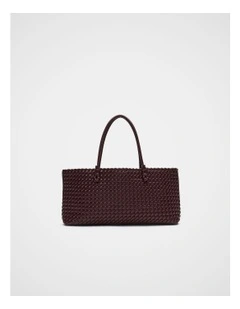 Woven East West Tote in Plum Red