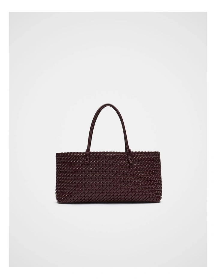 Woven East West Tote in Plum Red image 1