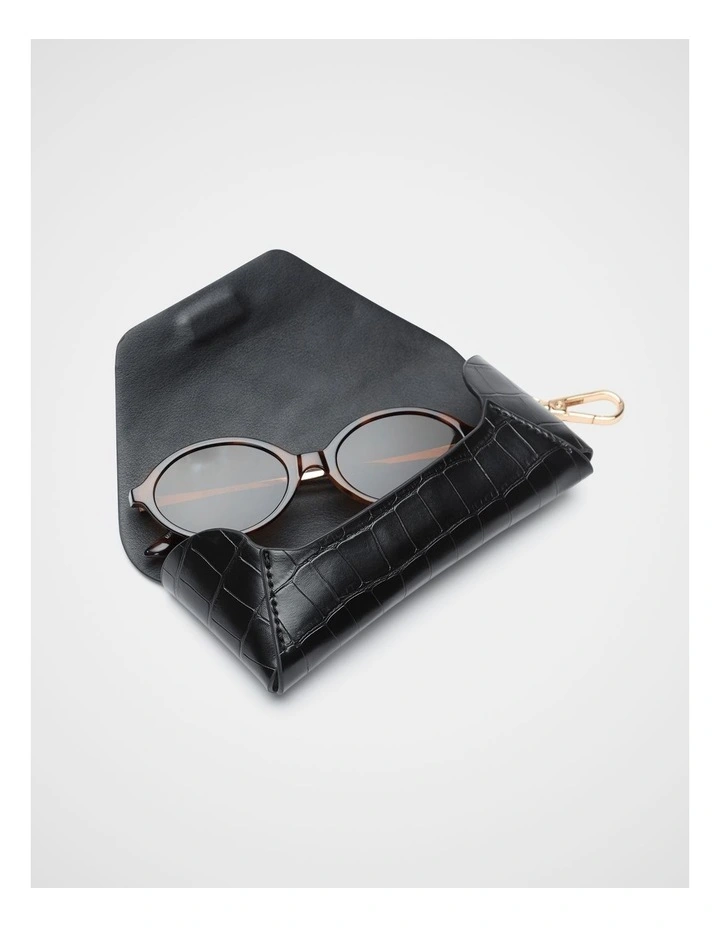 Sunglasses Case in Black Croc image 2