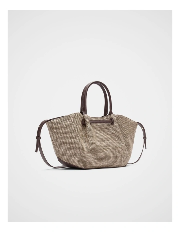 Top Handle Textured Mini Tote in Chocolate image 3