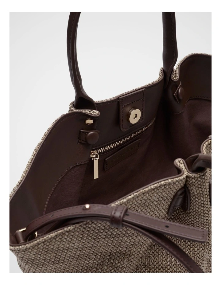 Top Handle Textured Mini Tote in Chocolate image 4