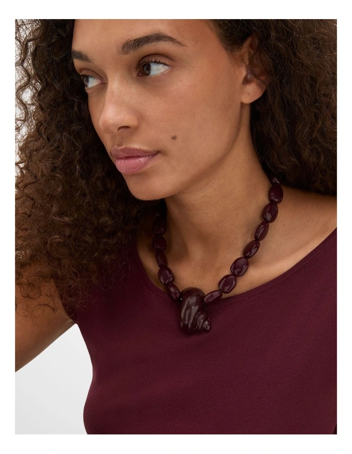 Beaded Shell Necklace in Purple image 2