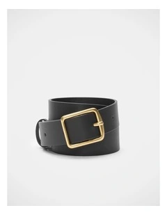 Abby Classic Leather Belt in Black