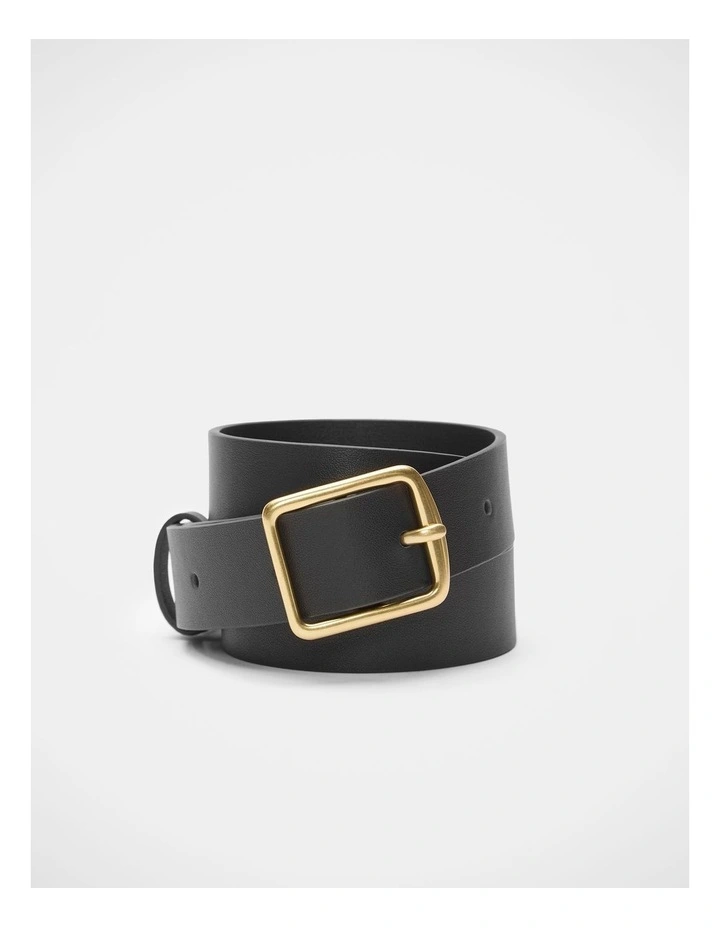 Abby Classic Leather Belt in Black image 1