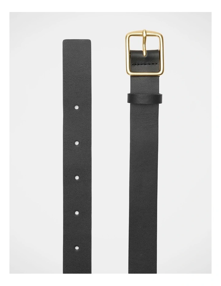 Abby Classic Leather Belt in Black image 3