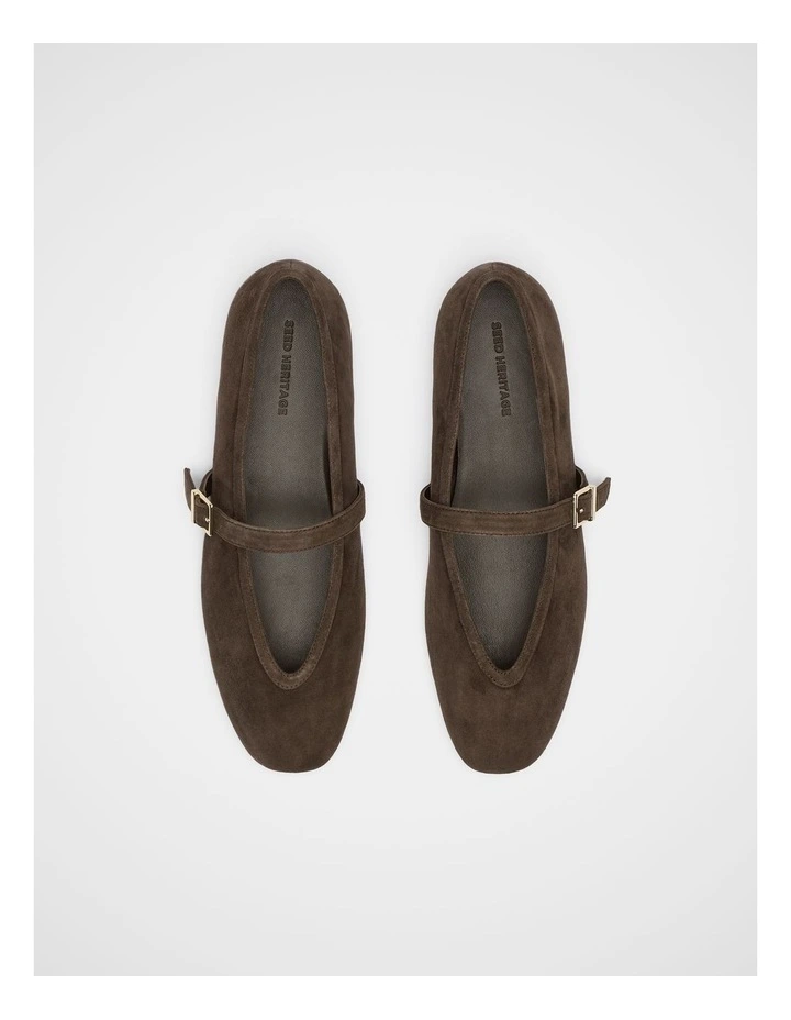 Arlo Ballet Flat in Chocolate Suede image 3
