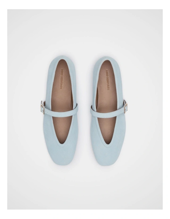 Arlo Ballet Flat in Arctic Blue Suede image 3