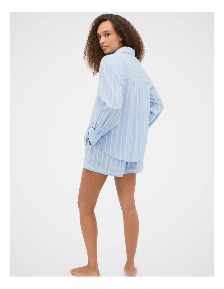 Stripe Shirt and Short Pyjama Set in Arctic Blue image 2