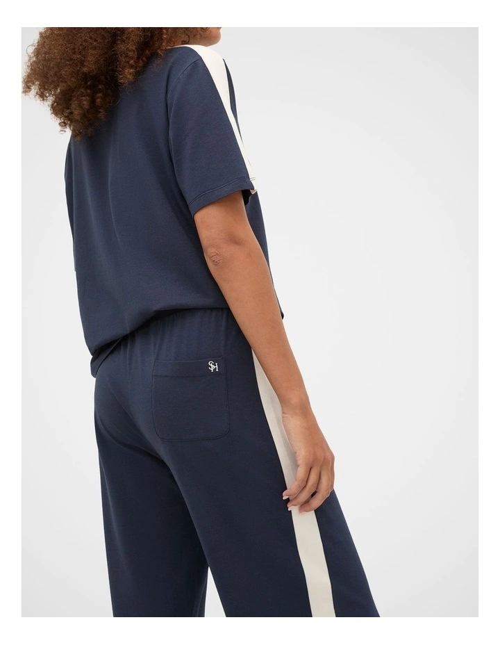 Contrast T-shirt and Pant Pyjama Set in Twilight Blue image 4
