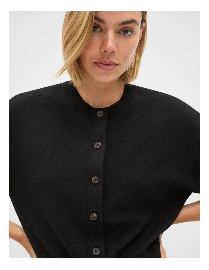 Australian Merino Relaxed Cardigan in Black image 3