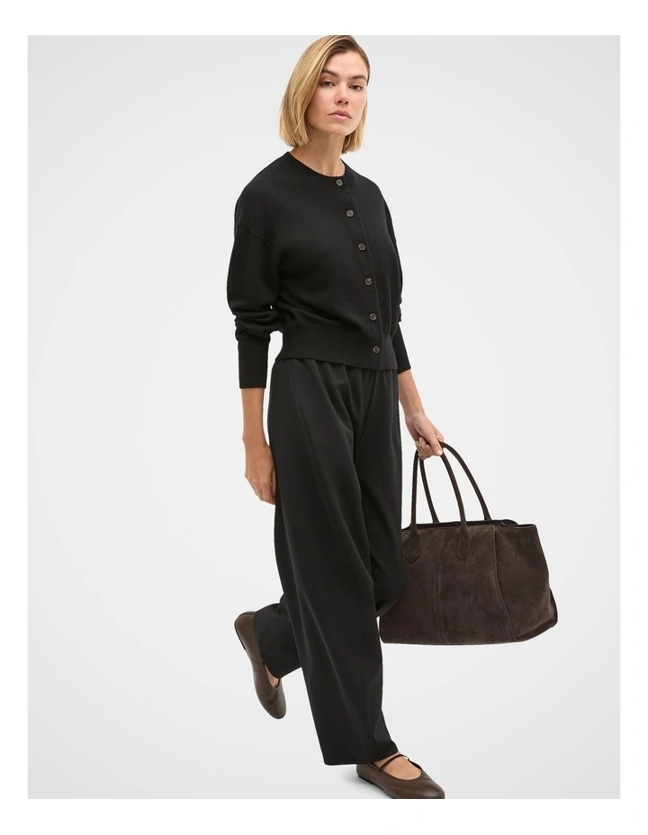 Australian Merino Relaxed Cardigan in Black image 4