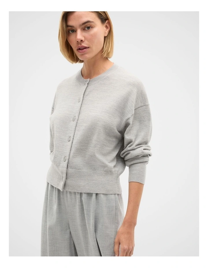 Australian Merino Relaxed Cardigan in Pale Slate Marle image 1
