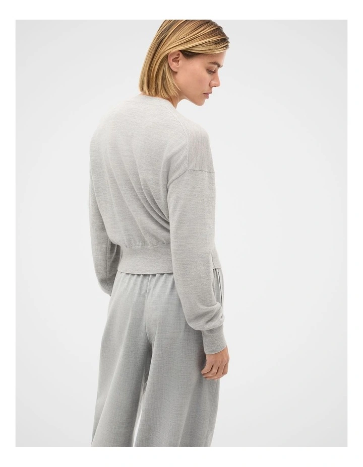 Australian Merino Relaxed Cardigan in Pale Slate Marle image 2