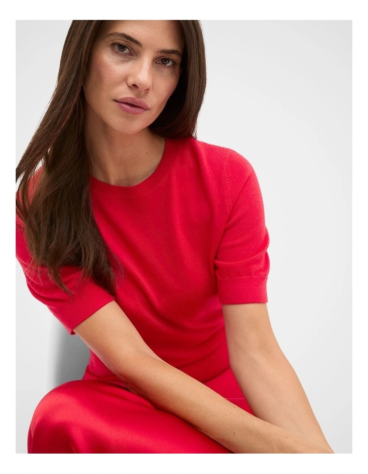 Australian Merino Crew Neck Tee in Poppy image 1