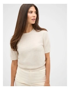 Australian Merino Crew Neck Tee in Mist Marle