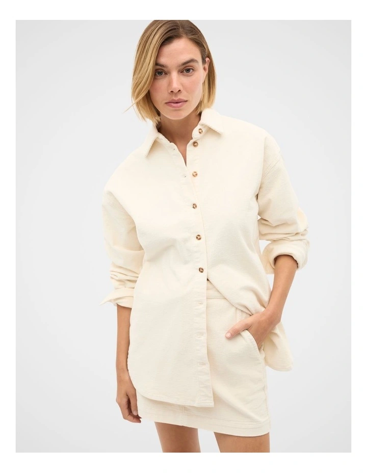 Cord Oversized Shirt in Coconut Cream image 1