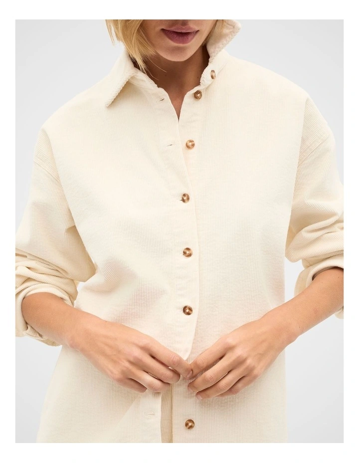 Cord Oversized Shirt in Coconut Cream image 3