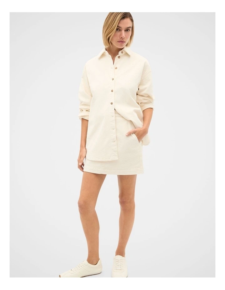 Cord Oversized Shirt in Coconut Cream image 4