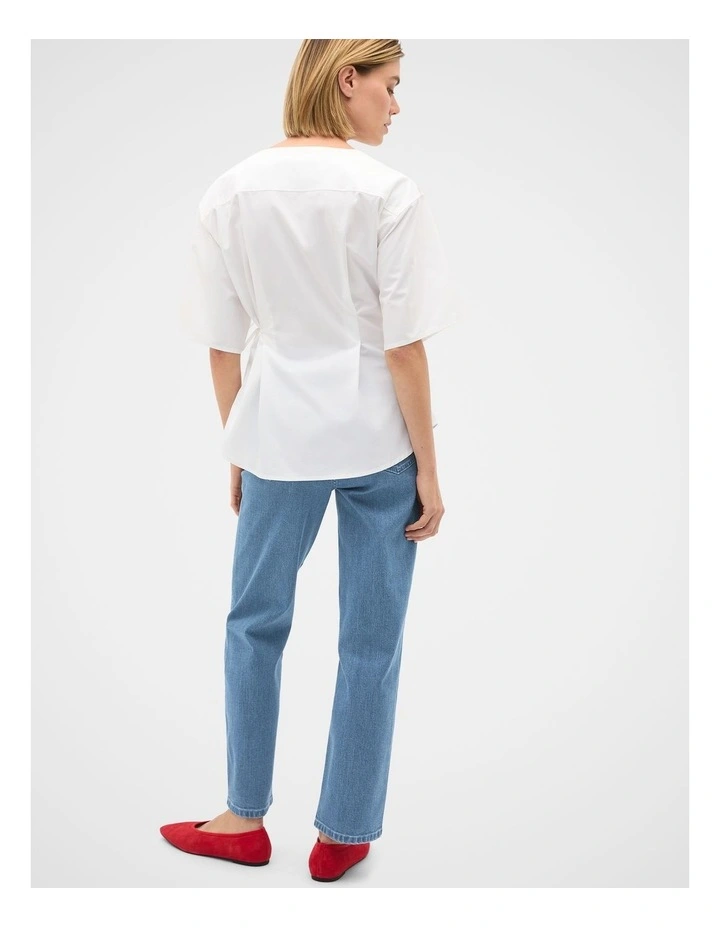 Cotton Poplin Wrap Top in Whisper White image 2