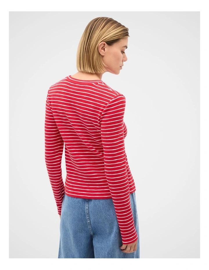 Self Stripe Textured Top in Poppy Stripe image 2