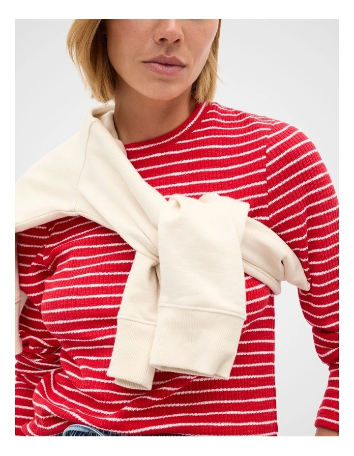 Self Stripe Textured Top in Poppy Stripe image 4