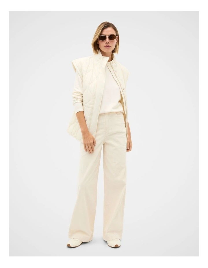 Micro Waffle Crew Neck Top in Coconut Cream image 4