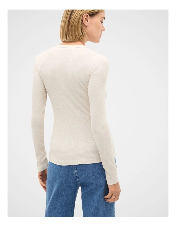 Core Rib Crew Neck Top in Mist Marle image 2