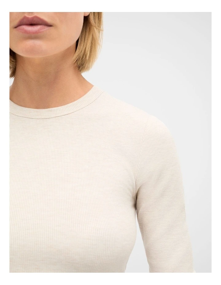 Core Rib Crew Neck Top in Mist Marle image 3