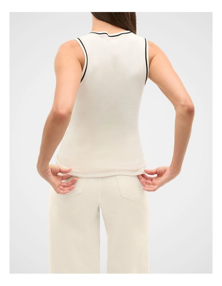 Australian Cotton Contrast Tank in Coconut Cream image 2
