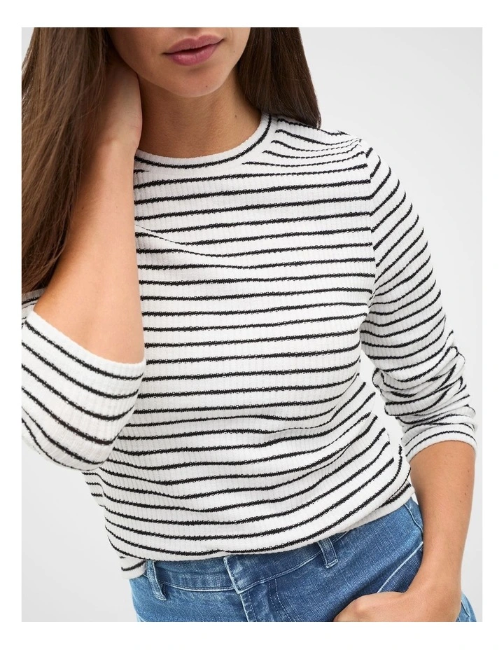 Self Stripe Textured Top in Mono Stripe image 4