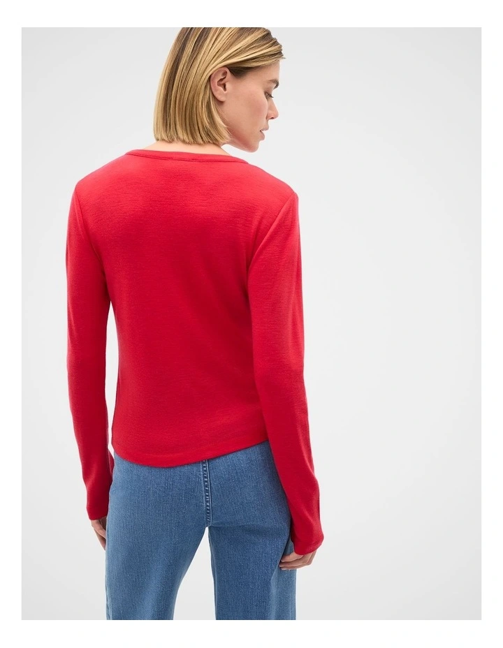 Australian Merino Cardigan in Poppy image 2