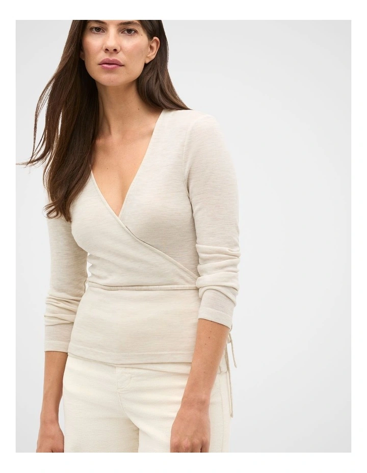 Australian Merino Wrap Top in Mist Marle image 1
