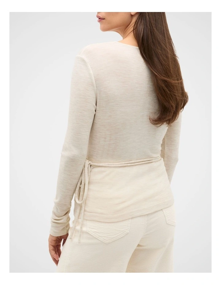 Australian Merino Wrap Top in Mist Marle image 2