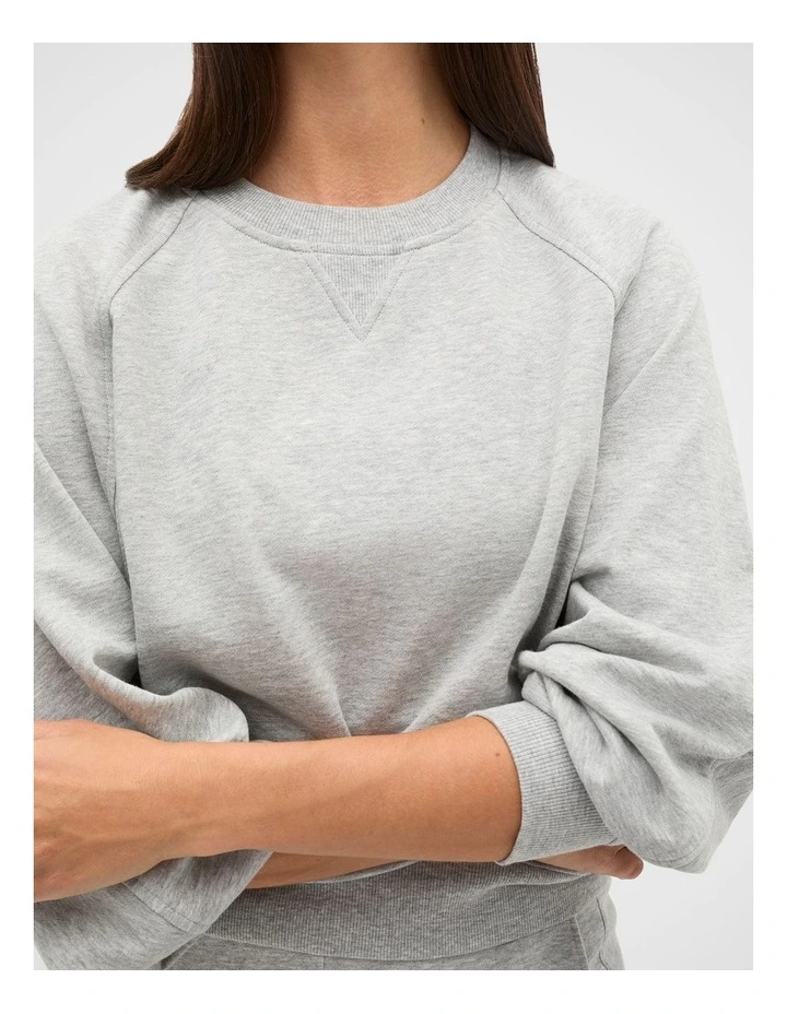 Soft Terry Crew Neck Sweat in Pale Slate Marle image 3