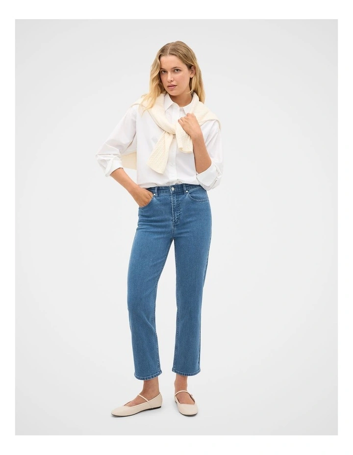 Core Straight Leg Stretch Jeans in Blue image 2