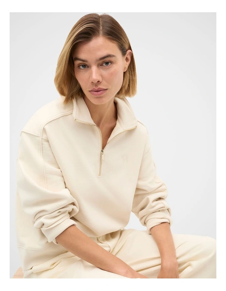 Heritage Zip Sweat in Coconut Cream image 1