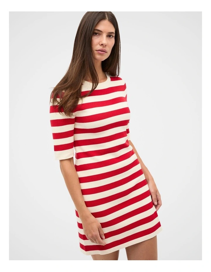 Textured Stripe Knit Mini Dress image 1