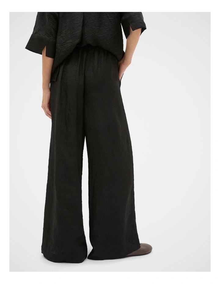 Textured Satin Gathered Pant in Black image 2