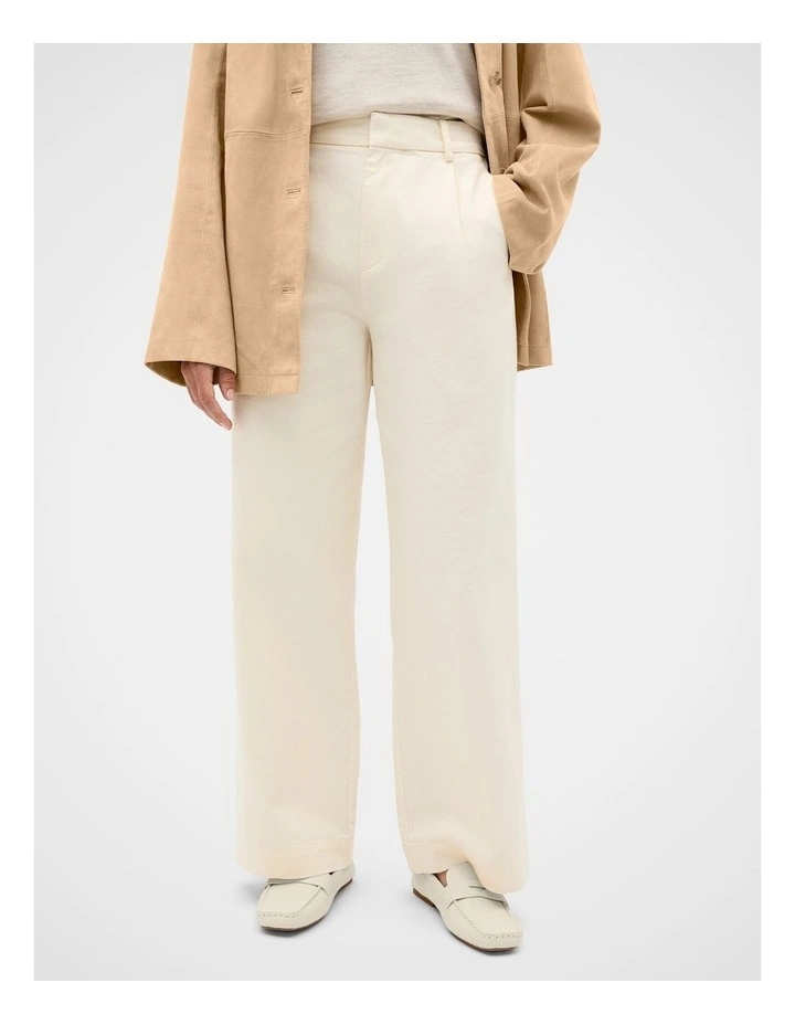 Soft Denim Pleat Pant in Coconut Cream image 1