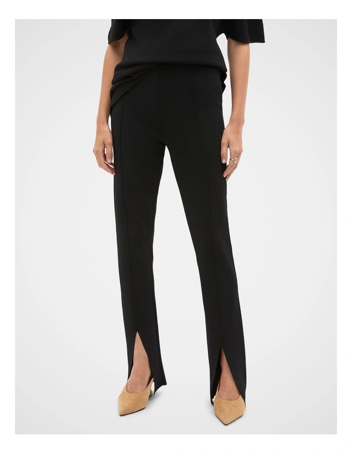 Crepe Knit Slim Pant in Black image 1