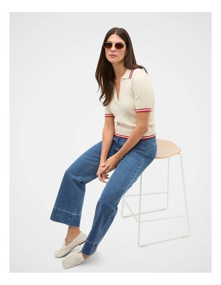 Cotton Cable Knit Tipping Polo image 4