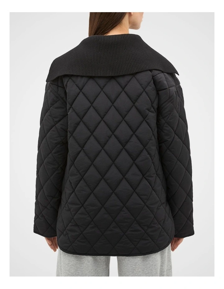 Quilted Rib Collar Jacket in Black image 2