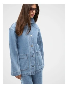 Denim Shacket in Mist Blue Wash