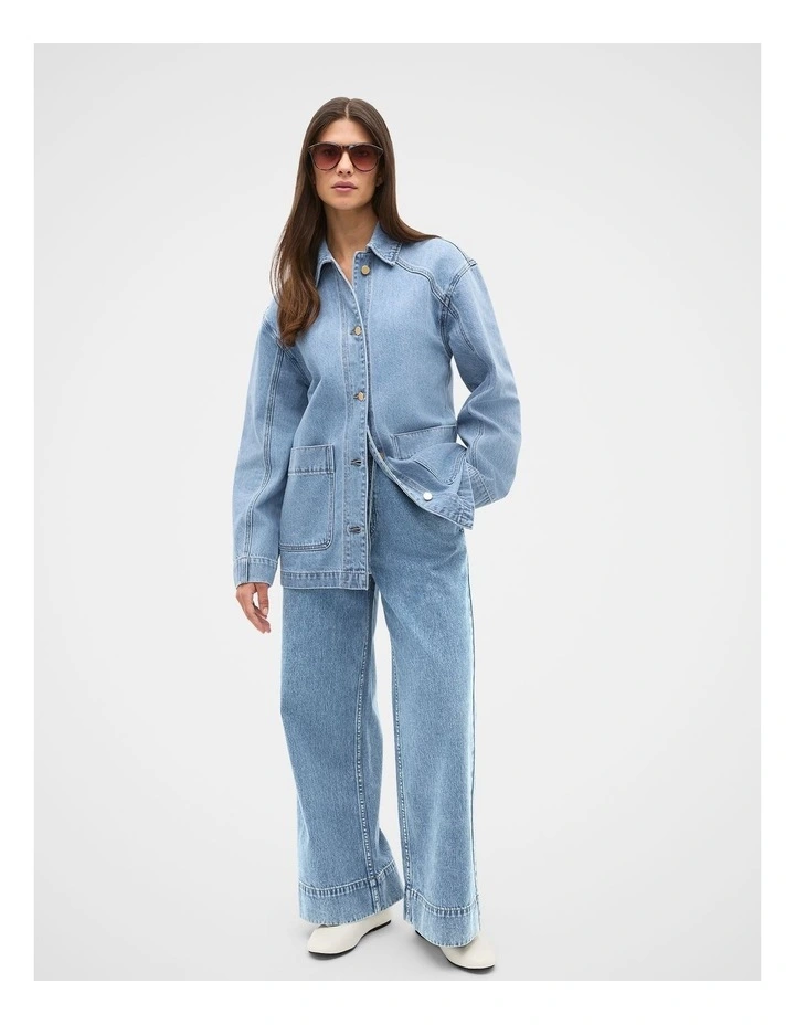 Denim Shacket in Mist Blue Wash image 3