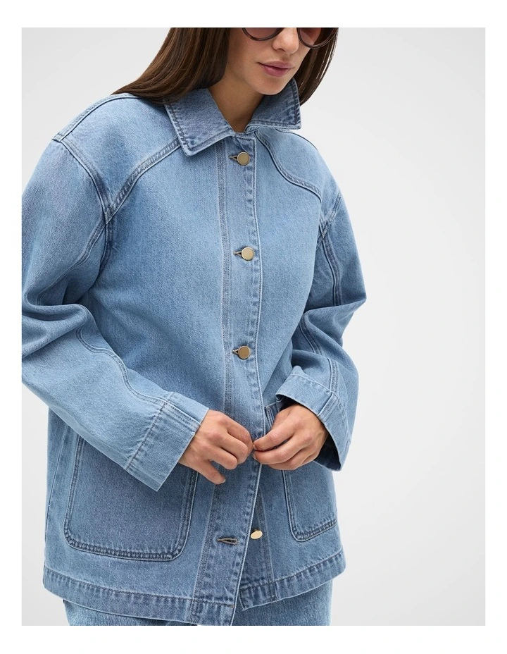 Denim Shacket in Mist Blue Wash image 4