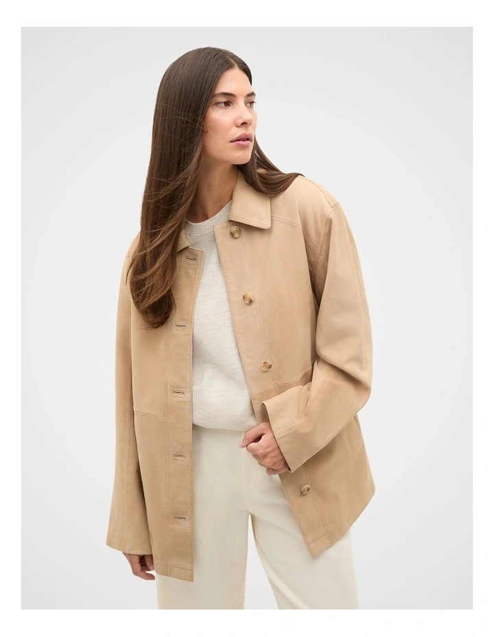 Suede Shacket in Sandstone image 1